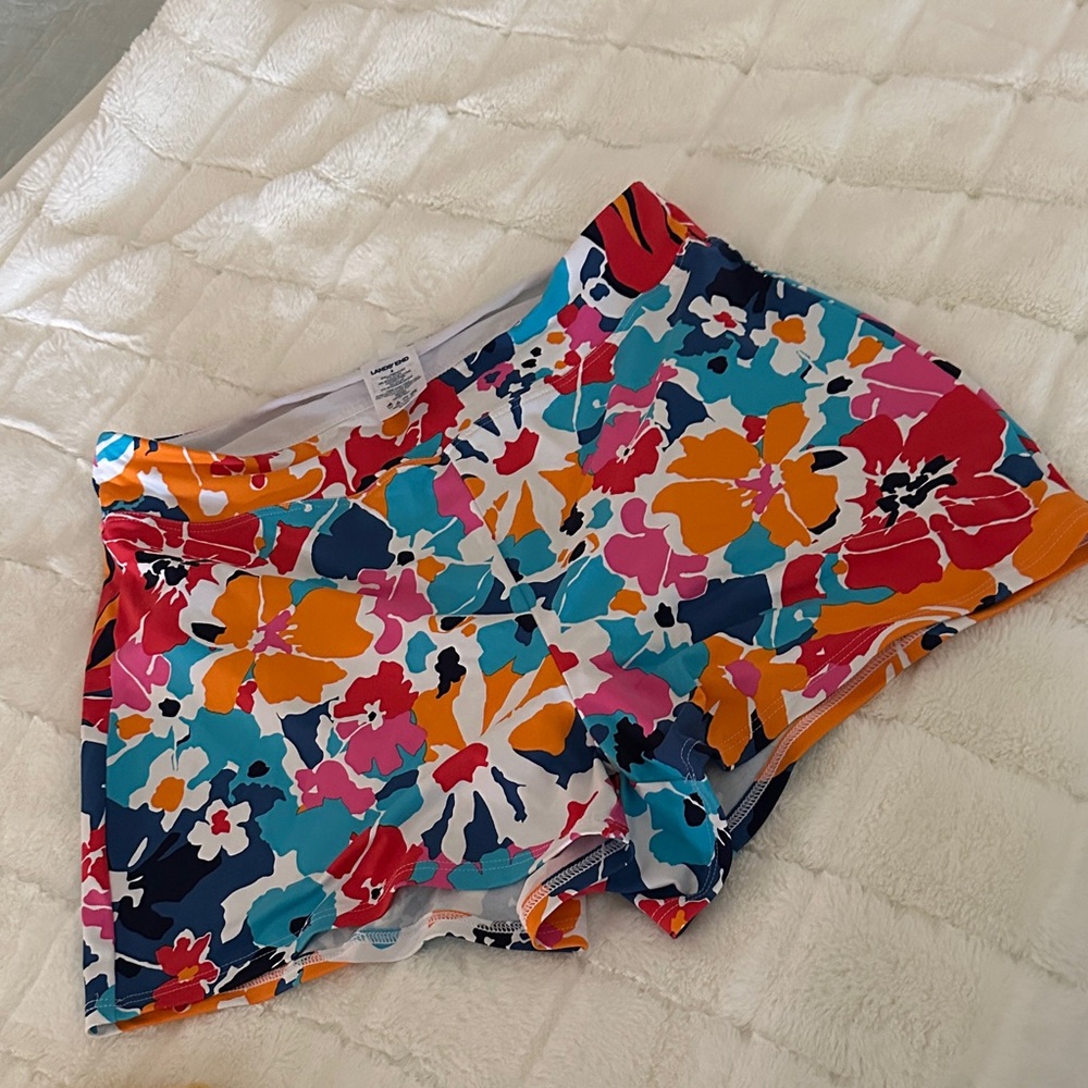 Lands End Floral Swim Shorts - Multicolor, size 8